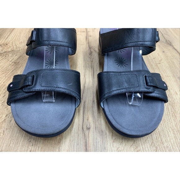 Dansko Leather Wedge Sandals Size 42 Euro 10.5 US Black Double Strap Adjustable - Picture 6 of 16